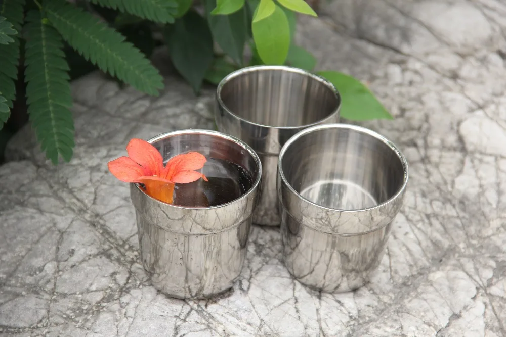 Copo em Aço Copo de Cerveja Acampamento ao ar Tiartisan Livre Parede Dupla Inox 304 3 Pçs e lote 7 Cheap Louça para ar livre