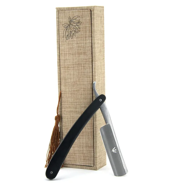 Zy Men Straight Shaving Razor Cut Throat Folding Knife Ebony Handle Gift Box Stainless Steel Shave Zy Men Straight Shaving Razor Cut Throat Folding Knife Ebony Handle Gift Box Stainless Steel Shave