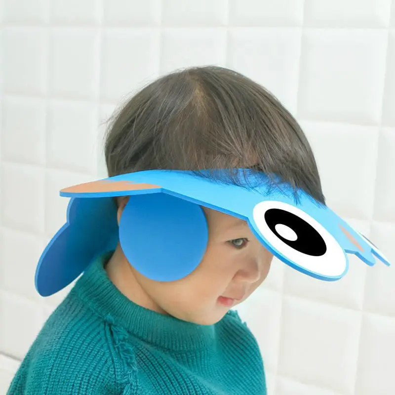 Cartoon Infant Baby Shower Caps Ear Eye Protection Kids Shampoo Cap
