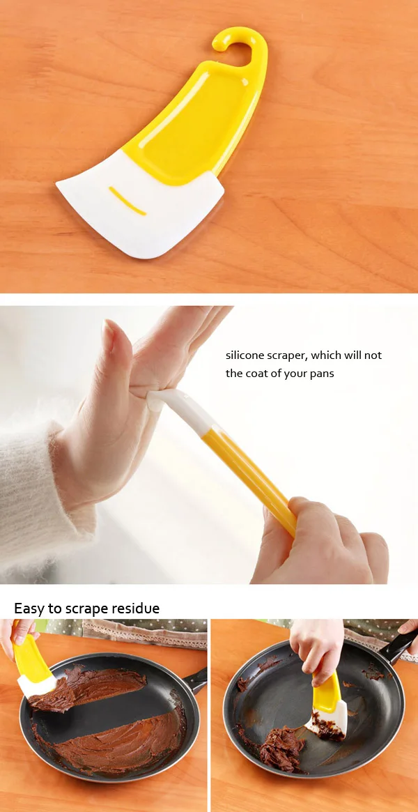 Silicone Cleaning Scraper Spatula Brush Kitchen Pan Cleaning Brush 
