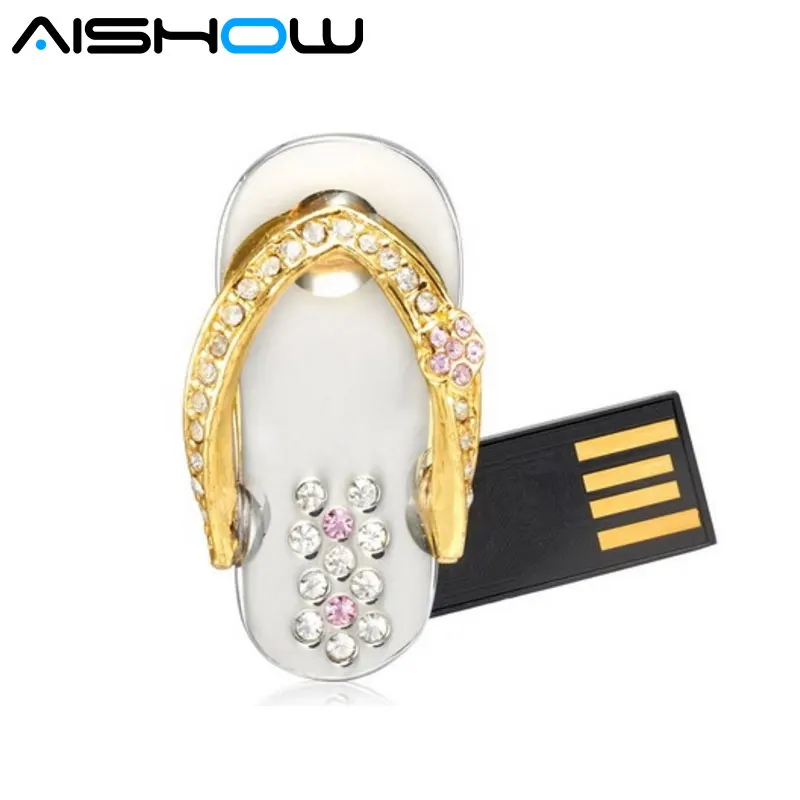 Новая мода USB Flash Drive Memory Stick U диск флешки Флеш накопитель Металл Кристалл diamon тапочки подарок 8 ГБ 16 ГБ 32 ГБ 64 ГБ