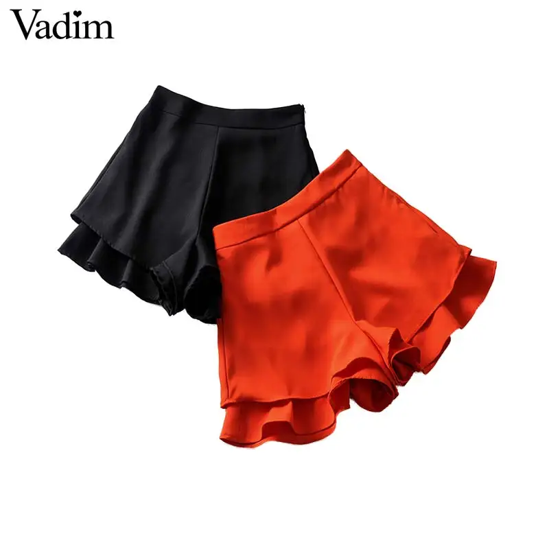 Vadim women chic solid shorts side zipper design back pockets female ...