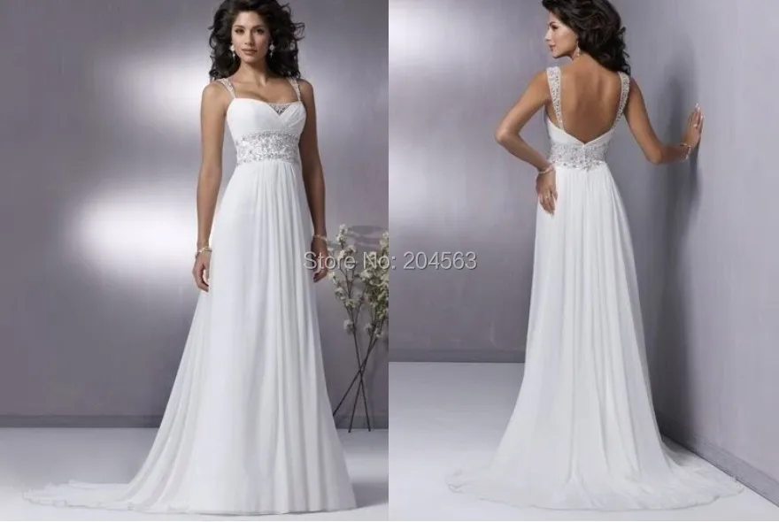 

Free shipping In Stock Chiffon Wedding Dress with Beads any size/colour