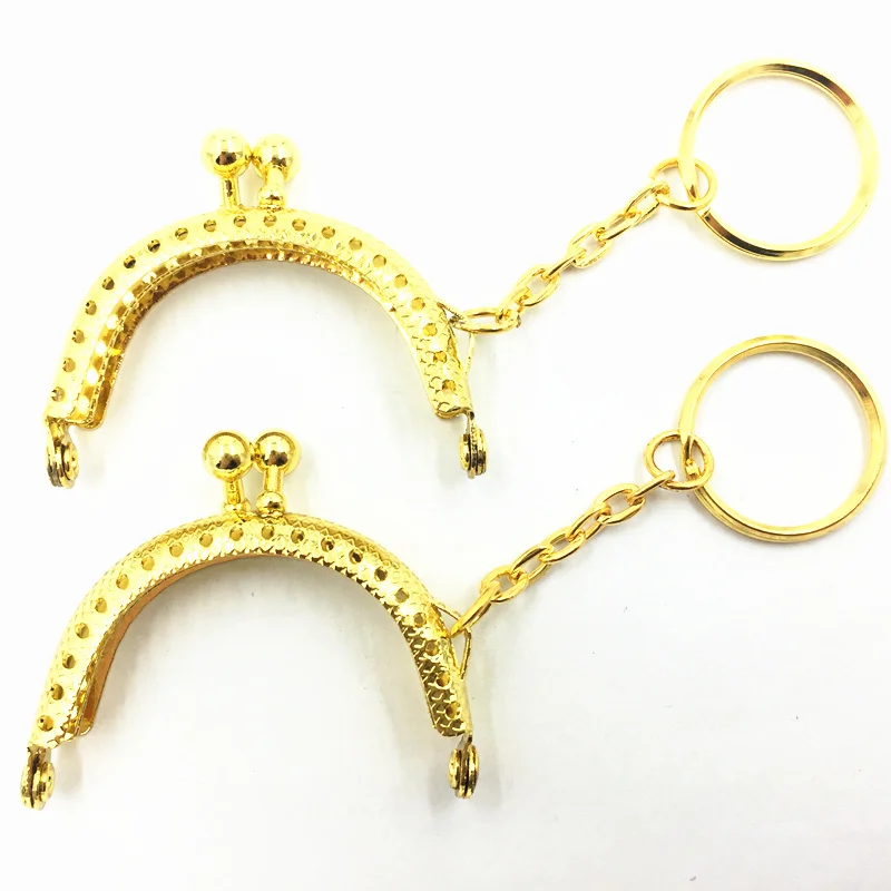 

Kiss Clasp Lock With Key Ring Handbag Handle Purse Frame Arch Women Bag Accessories Gold Tone 5cm 10Pcs