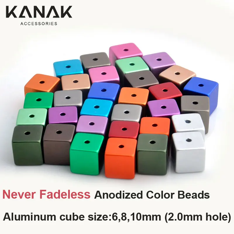 KANAK FASHION Anodized Metal parts Cube Aluminum Beads 5pcs wholesale