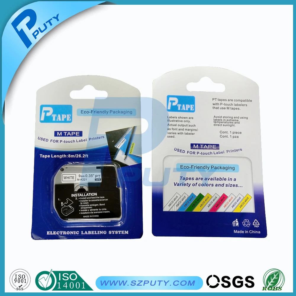 

30PK P-touch 9mm*8M black on white mk221 label tape M-K221 compatible printer Ribbons label machine tapewriter labelling maker