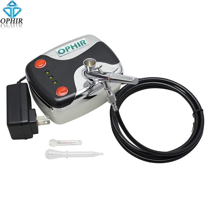 OPHIR Portable 0.2 mm Air-brush Dual-Action Airbrush Kit with Air Compressor for Makeup Face Paint