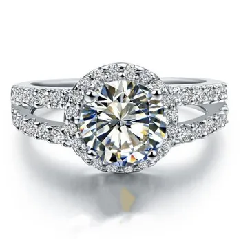 

Sterling Solid 18K White Gold 2CT Round Halo Style simulate Diamond Woman Gold Ring good Fine Jewelry Xmas Gift For Sweetheart