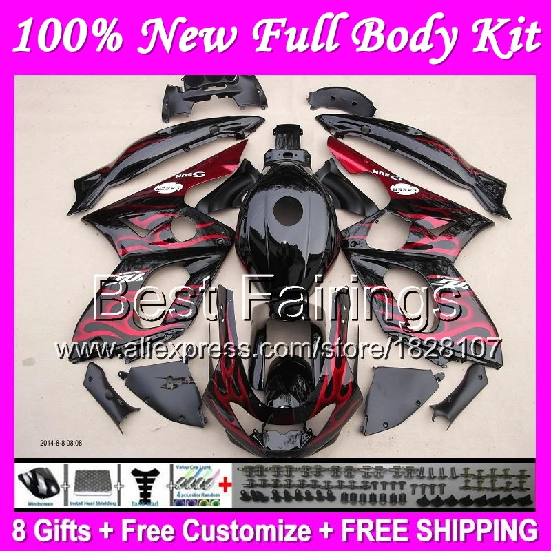 

Fairing+Tank For YAMAHA YZF600R Red flames 96-07 YZF600 R B14 YZF 600R 600 1996 1997 1998 1999 HOT Red black 2000 2001 +Decal