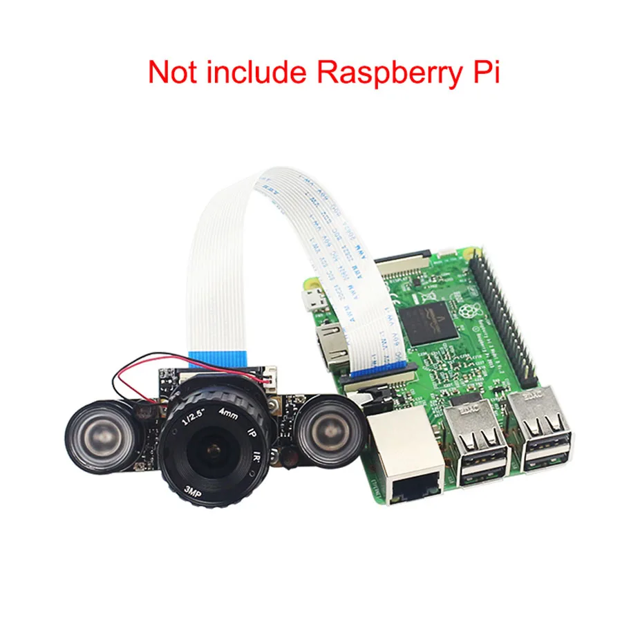 Raspberry Pi 3 Model B + IR CUT камера 4 мм Регулируемая фокусная ночного видения веб 2 ИК лампы