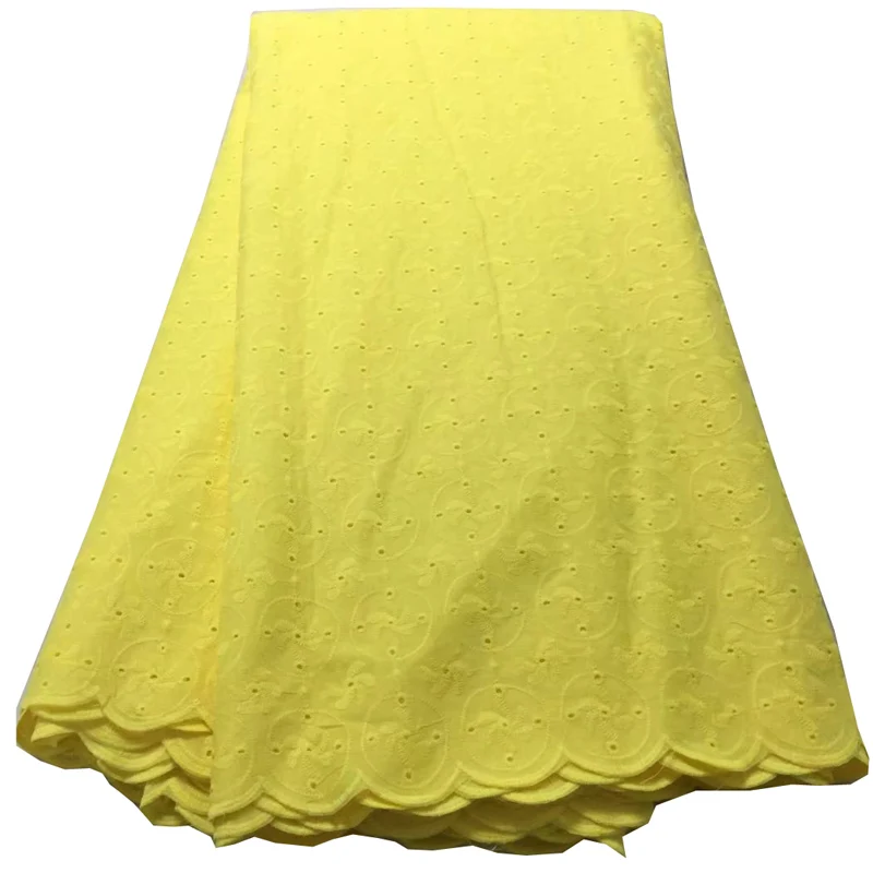 

Free shipping (5yards/pc) yellow African lace fabirc 100% cotton lace fabric comfortable and light for making dress CLS199