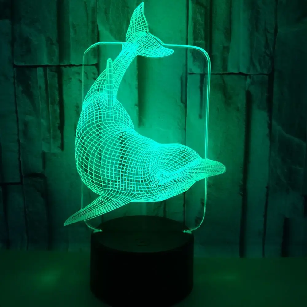 

Animal Dolphin 7 color 3d Desk Lamp Vision Stereo Led Table Lamps Gradual Acrylic Vision Color-changing 3d Lamp