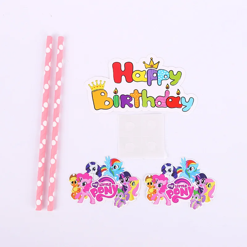 

Little Pony Birthday Party Pink Cake Flag Party Supplies Cake Decoration Girl Cartoon Theme Wedding Party Birthday