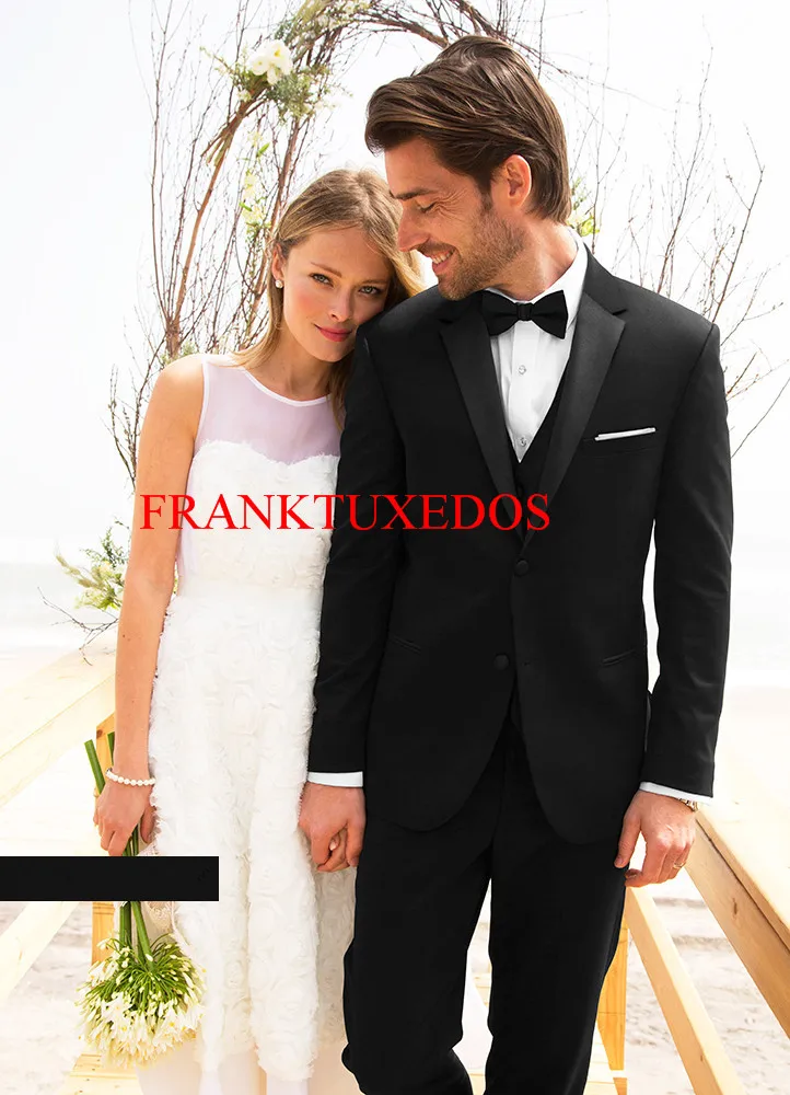 

Terno masculino Two button Black Notch lapel Groom TuxedosBest Man Groomsmen Prom Suits Men Wedding Suits(Jacket+Pants+vest+Tie)