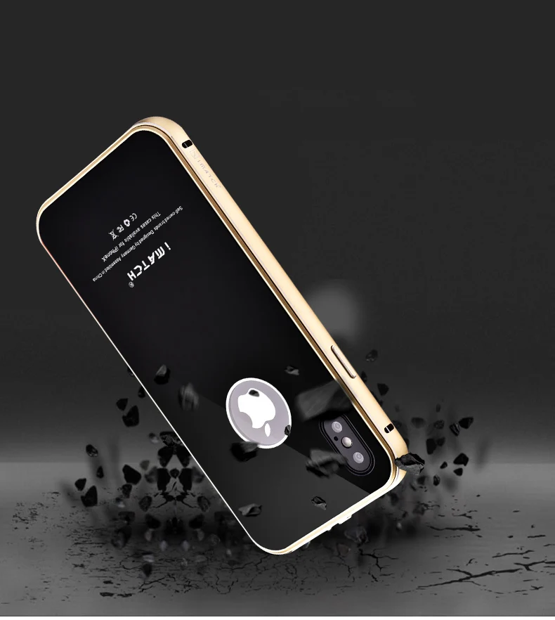 iMatch Aviation Aluminum Alloy Metal Bumper Tempered Glass Back Cover Case for Apple iPhone X