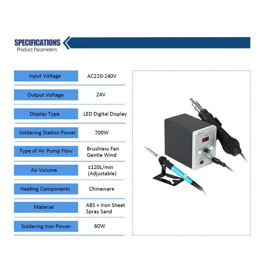KKmoon 700 Вт паяльная станция цифровая паяльная станция BGA паяльная станция горячего воздуха пистолет + Электрический Железный набор