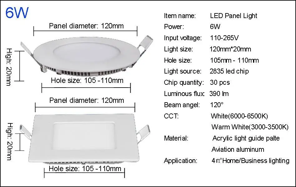 10 шт. 15 Вт LED Панель свет AC85 ~ 265 В Светильники круглый квадратный ультра тонкий Светодиодные осветительные панели SMD2835 для дома освещение