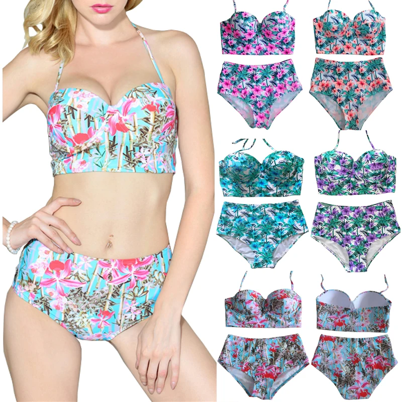

High Waist Swimsuit Bikini Women 2019 Push Up Swimwear Female Sexy Bikini set Beach Wear Vintage Bathing Suit Retro Floral Print