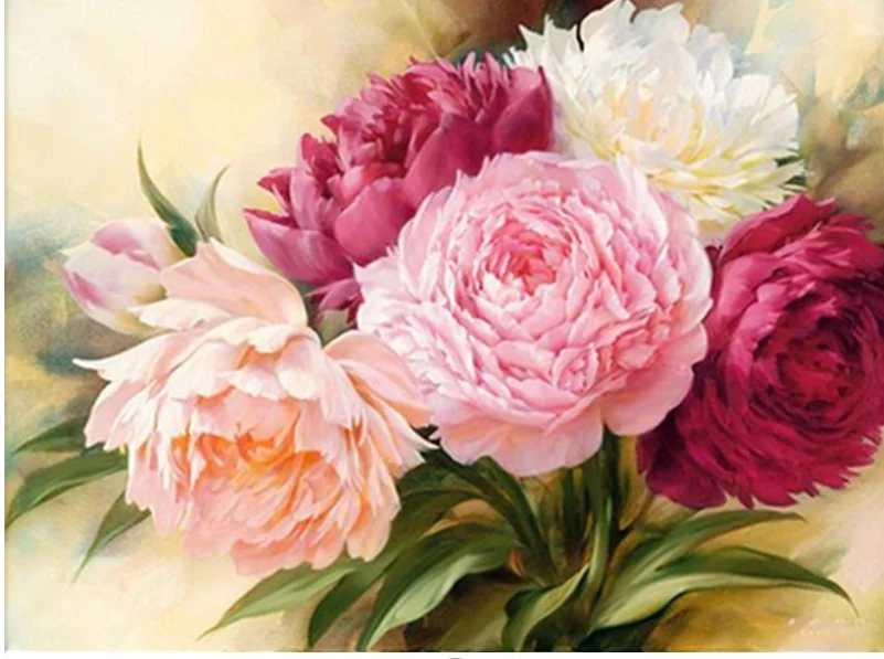 2017 Full circular Diamond 5D DIY Diamond Painting Peony Flowers