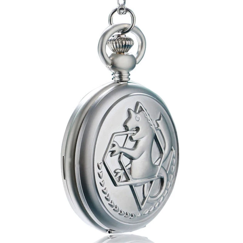 Luxury Silver Fullmetal Alchemist Pocket Watch with Edward Elric's Glass Dome Pendant Necklace Men Women Christmas Gifts Box Set 2017 2018 (5)