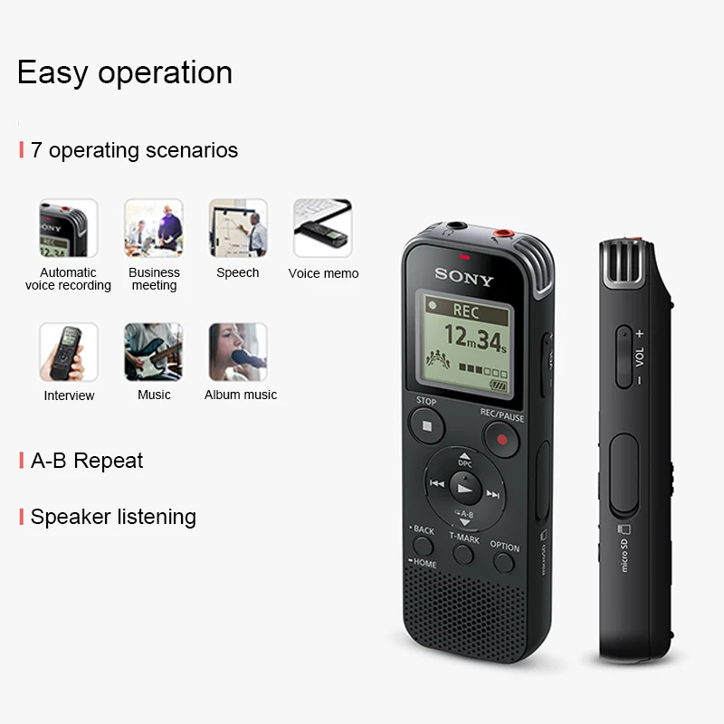 Оригинальный Цифровой Диктофон sony ICD PX470 интеллектуальное шумоподавление