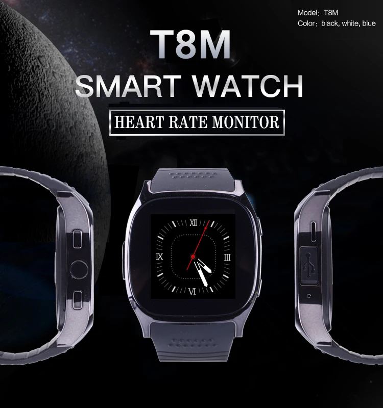 Спортивные Смарт часы T8M с трекером сердечного ритма шагомер Bluetooth для Android и ios