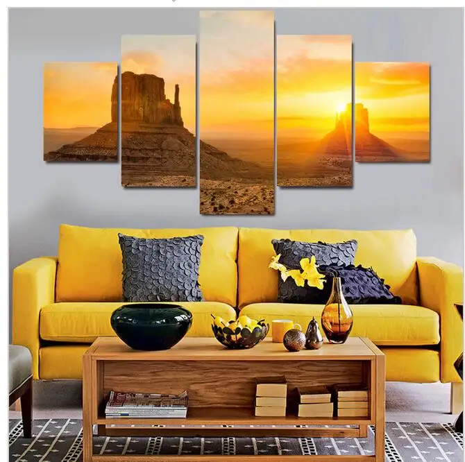 2016 New No Frame 5 Piece Wall Oil Painting American Famous Place