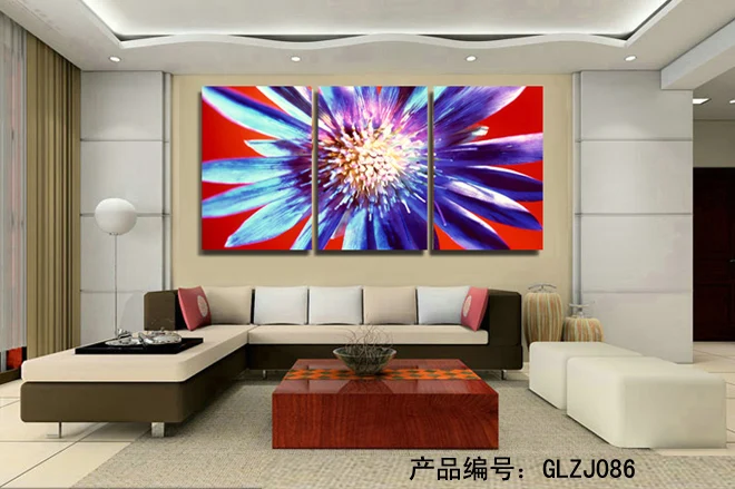 

Free shipping Modern style 3 patterns cavans wall art printings Blue Flower poster pictures for wall poster art GLZJ085