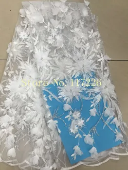 

top grade gold 3d flower Embroidery french lace lace with beads JRB-8361 african tulle french lace fabric for nice dress