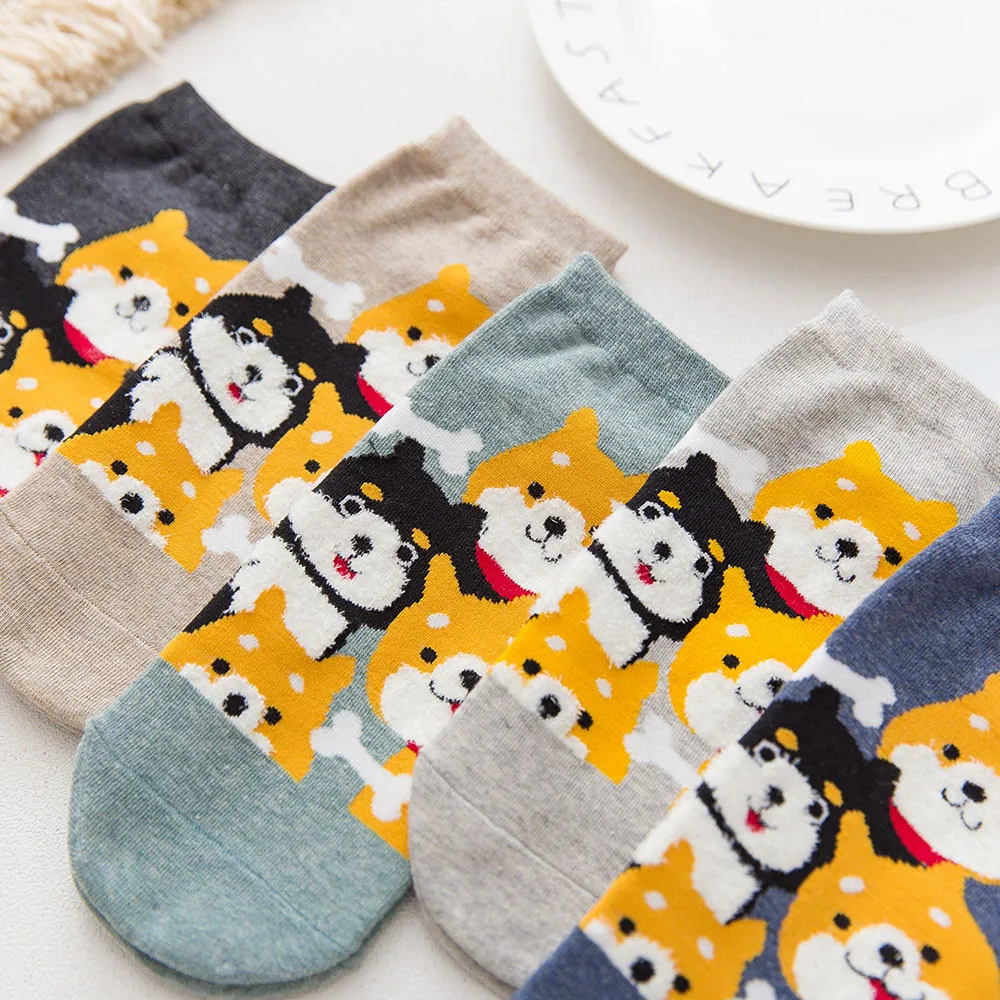 

Cute Dog Patterned Cotton Short Socks Women Cartoon Pug Funny Ankle Socks FemaleWinter Animal Socks Kawaii Socks Hipster Sox A12