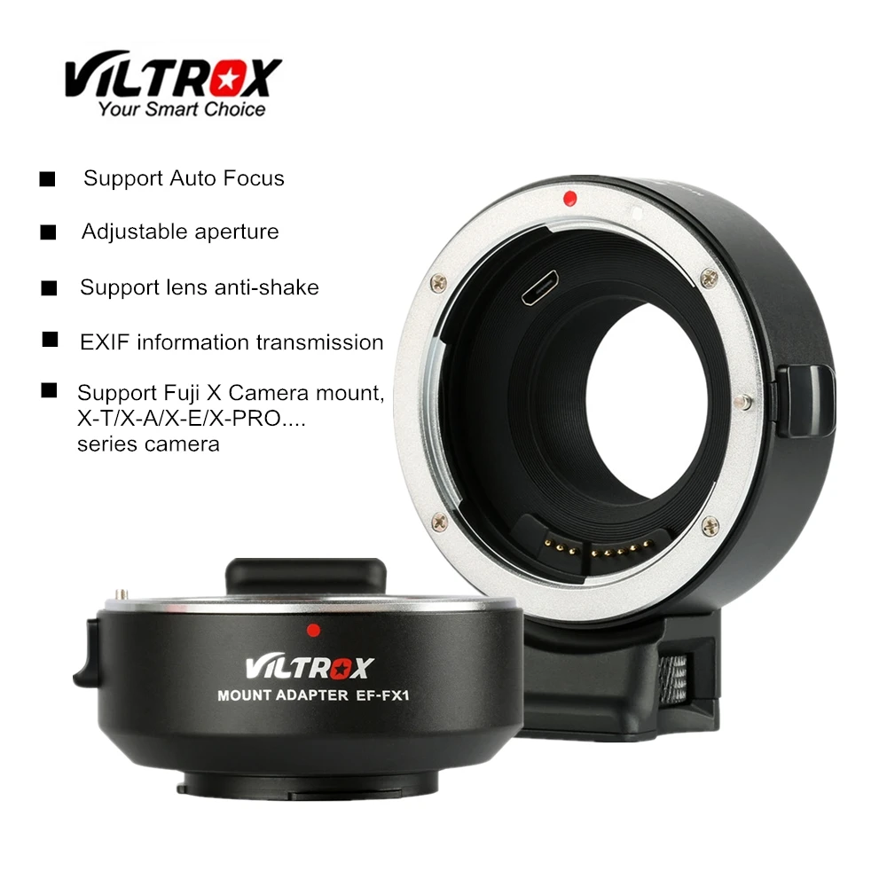 

VILTROX EF-FX1 Autofocus Lens Mount Adapter for Canon EF/EF-S Lens to Fuji Camera X-T1 X-T2 X-T10 X-T20 x-A3 X-A5 X-A10 X-PRO2