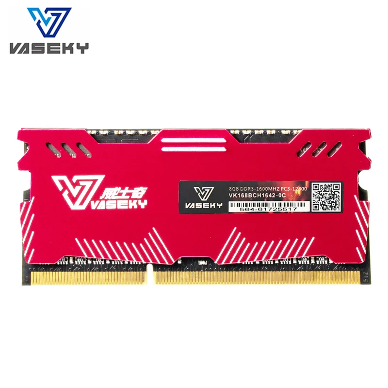 Vaseky 4 GB 8 GB 4G 8G الدفتري المحمول ذاكرة عشوائية Ram ميموريال وحدة الكمبيوتر PC3 DDR3 12800 S 12800 1600 MHZ 1600 MHZ RAM
