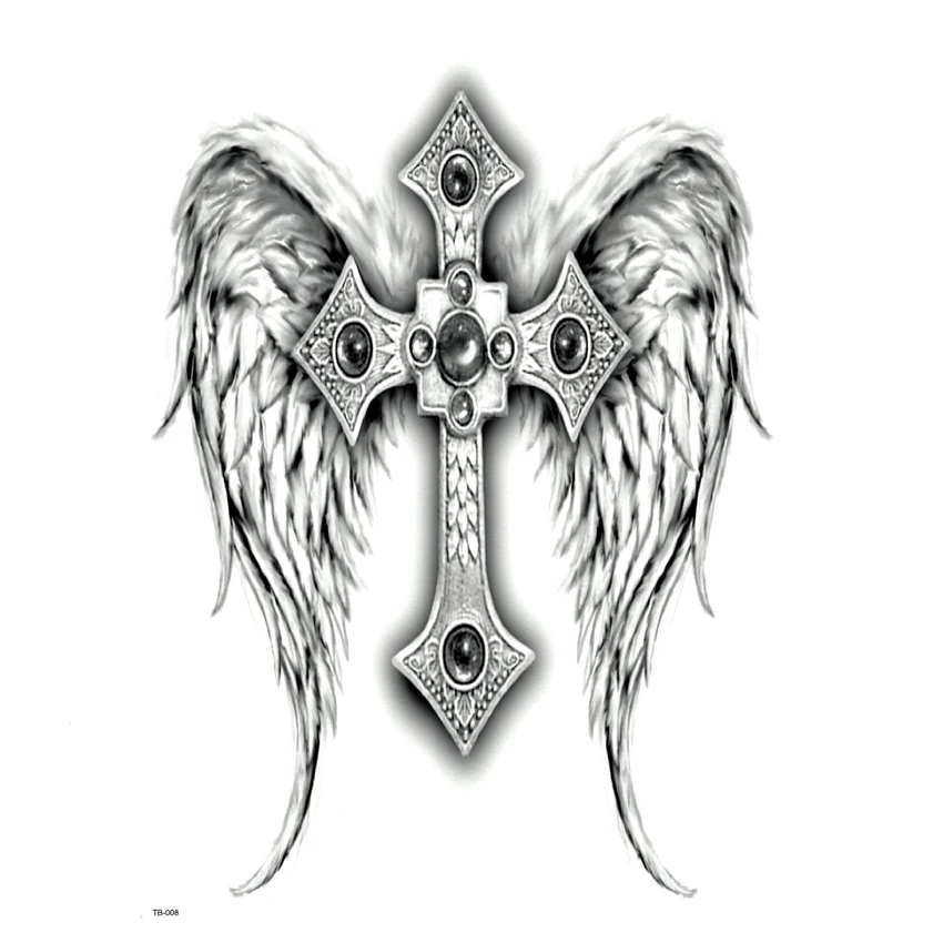 

Full Back The Cross Waterproof Temporary Tattoo Men Women God's Wings Body Art Big The Flash Tattoo Designs Maquiagem Tatoos