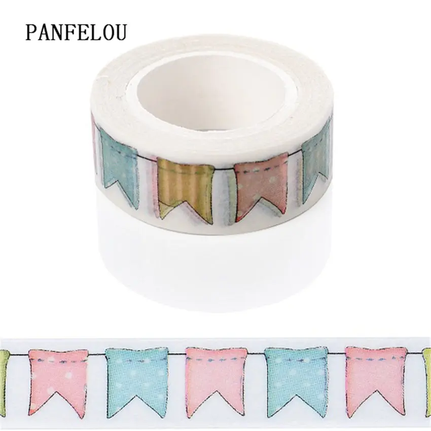 

PANFELOU 1.5CMx10M Colorful flags Dividing Stickers border masking adhesive paper washi tape DIY Scrapbooking Hand account