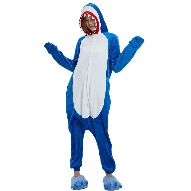 Adult Shark Onesies Pajamas Animal Cosplay Chrismas Sleepwear Costume ...