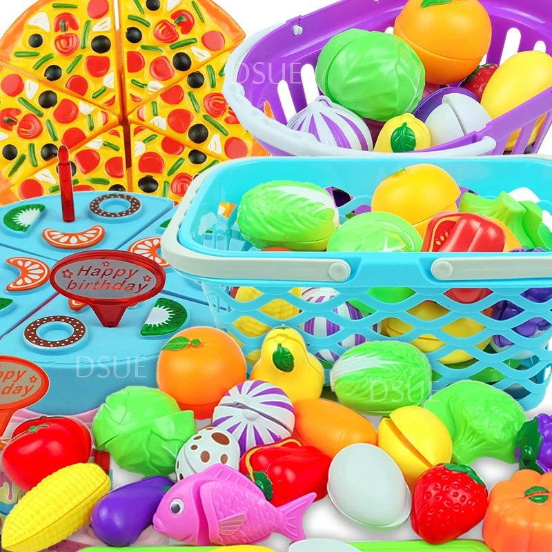 

DSUE 11-23PCS Kid's Kitchen Toy Cut Fruits and Vegetables Toys Set Boy And Girls Play House Cut Toy Kitchen Set Gift for Kids