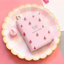 Кожаный женский кошелек с арбузом, маленький кошелек с карманом для монет, женские кошельки, держатели для карт, роскошные брендовые кошельки, дизайнерский кошелек