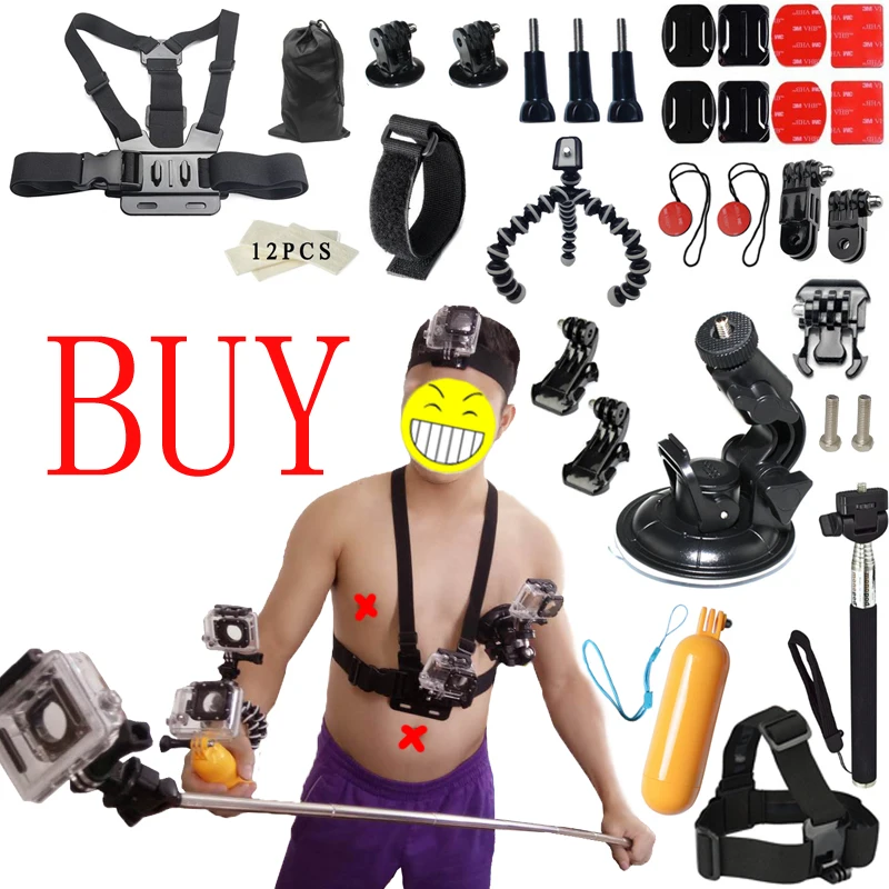 Wholesale Gopro accessories kit set mount for Gopro Hero Xiaomi yi sjcam action camera SJ4000 SJ5000 SJ6000 support snorke and brolly hop Buy Cheap Gopro accessories kit set mount for Gopro Hero Xiaomi yi sjcam action camera SJ4000 SJ5000 SJ6000 support snorke and brolly hop