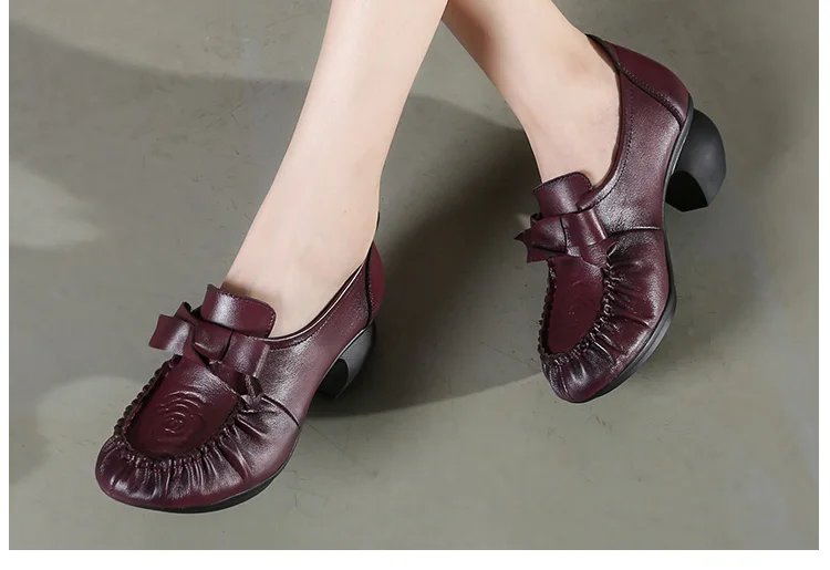 GKTINOO/Демисезонная обувь; женские туфли-лодочки из натуральной кожи; Туфли на танкетке на высоком каблуке; классическая женская обувь из коровьей кожи в стиле ретро