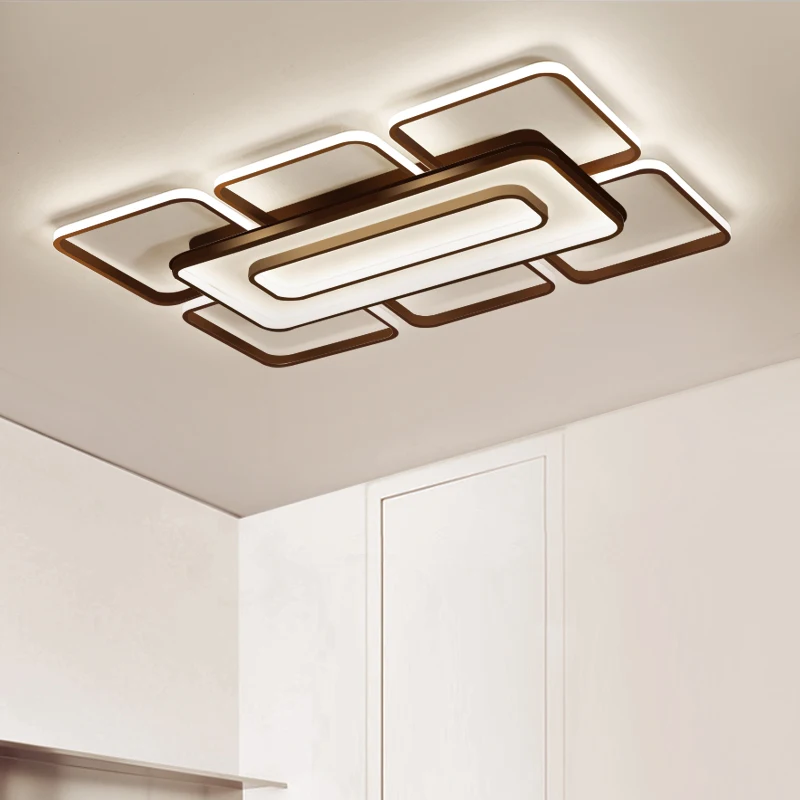 

NEO Gleam Fly Sky City Rectangle Modern led chandelier for living room bedroom white or coffee finished square chandelier