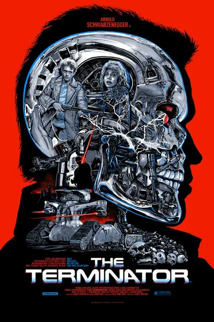 sci fi terminator head structure retro vintage horror movie posters