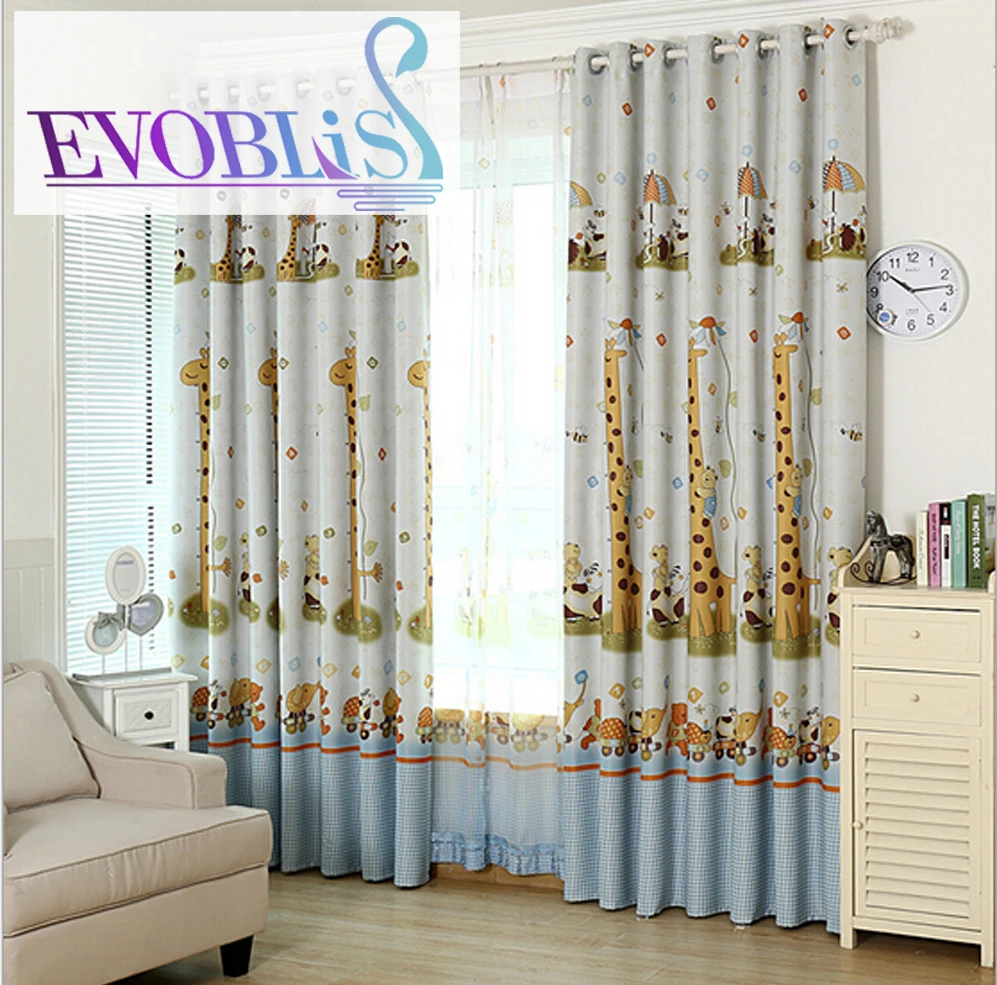 Cute cartoon animals giraffe blackout curtains for bedroom ...