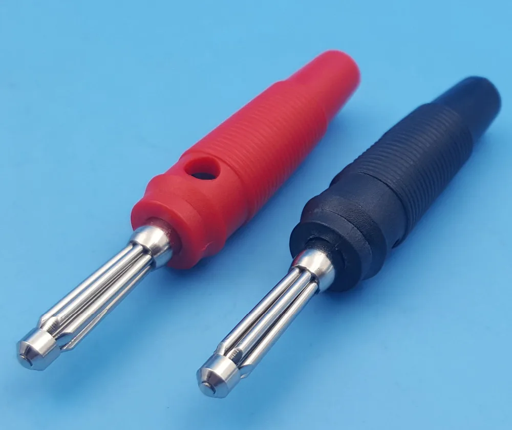 4mm Solderless Stackable Banana Plugs (1 Pair Red + Black)in Terminals