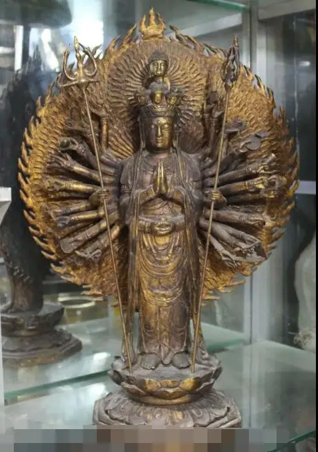

S4715 23" Chinese Bronze 1000 Arms Avalokiteshvara Goddess Guan Yin Buddha Statue