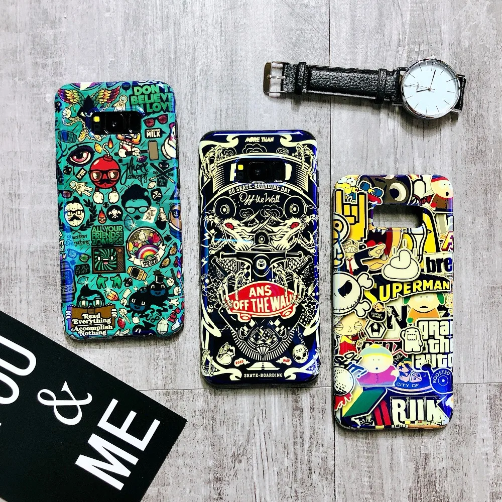 Marca de moda de la serie de cómics de dibujos animados Blu ray IMD caso para Samsung Galaxy S8 S9 más Note8 9 Art suave TPU cubierta Capa Fundas