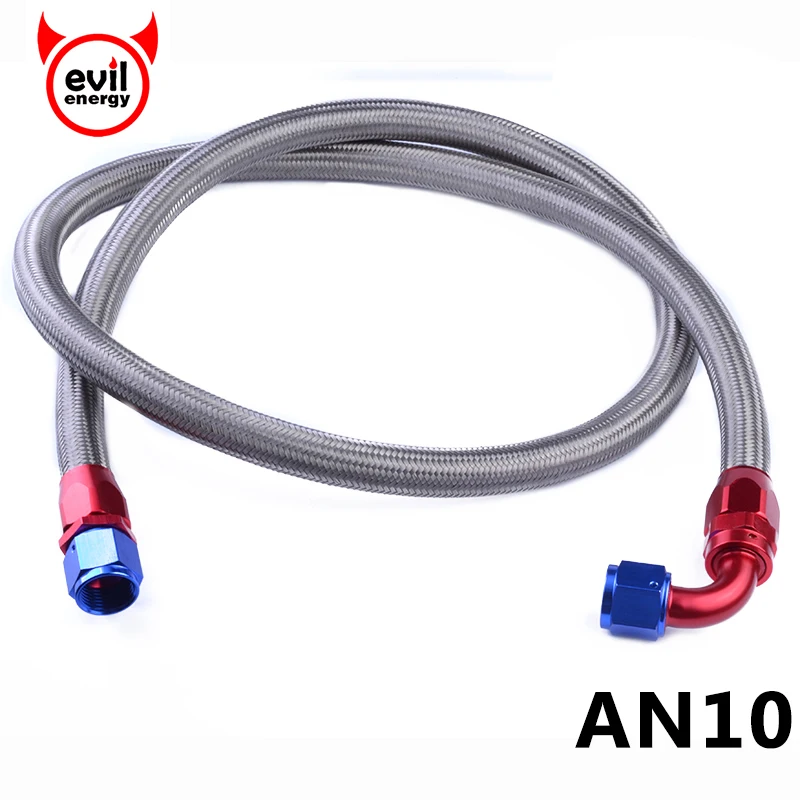 

evil energy 1.6M AN10 Stainless Steel Braided Oil Fuel Gas Hose Line Swivel Fittings Straight+90Degree Hose End Oil Hose Kit