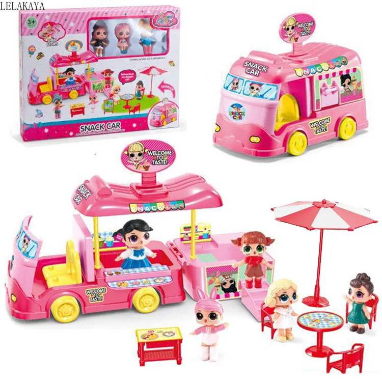 

Baby Cartoon Plastic Pretend Play Snack Picnic Car Camper Convertible Ice Cream Car Kitchen Toys Set Creative Educational Gift
