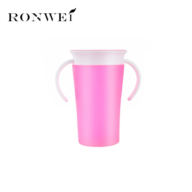 

360 Degrees Can Be Rotated Baby Learning Drinking Bottle With Double Handle Flip Lid Leakproof Infants Water Bottle