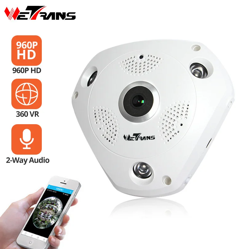Wetrans Wifi IP Camera Security 960P HD Fisheye VR 360 Panoramic Wireless Camera CCTV Surveillance P2P