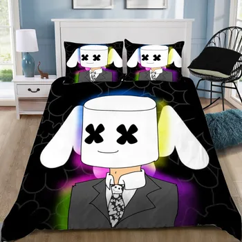 

Home Textiles 2/3PCS 3D Cartoon Design Digital Printing Bedding Set Duvet Cover Pillowcase Dropshippig Lovely Black